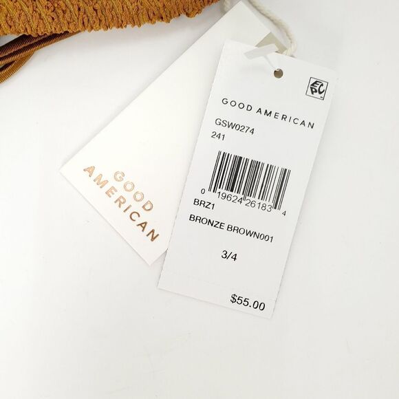 NWT GOOD AMERICAN 3/4 Bronze Brown Always Fits Tiny Ties Bikini Top - Picture 4 of 12